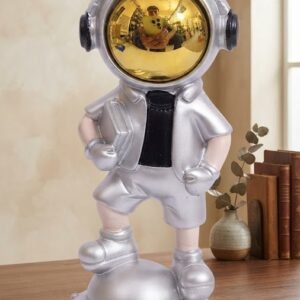 AR3138  ( Silver Astronaut Decorative Showpiece with Golden Helmet )