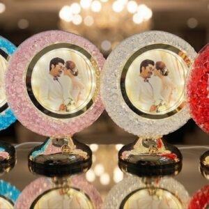 AR3470 ( Round Crystal-Style LED Photo Frame with Metallic Stand ) PCS/CTN-36