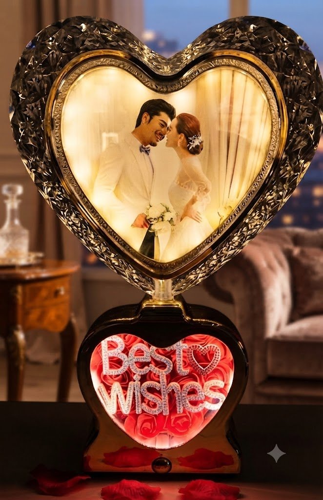 AR3471 ( Luxury Heart-Shaped LED Couple Photo Frame with βBest Wishesβ Light-Up Base ) PCS/CTN.75