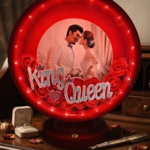 AR3472 ( Royal King & Queen Round LED Photo Frame with Rose Decoration )PCS/CTN-24