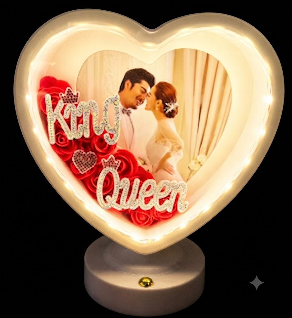 AR347 ( Heart-Shaped King & Queen LED Photo Frame with Rose Decoration )PCS/CTN.24 - Image 2