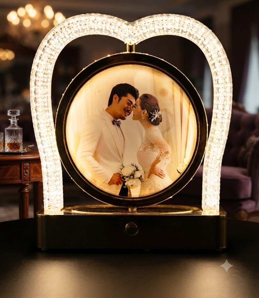 AR3475 ( Luxury Heart-Arch LED Couple Photo Frame with Crystal Light Border ) PCS/CTN-36