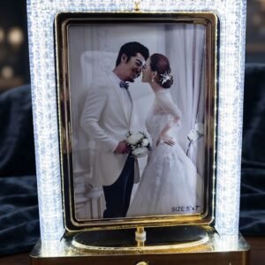 AR3476 ( Luxury Rectangular LED Photo Frame with Crystal Border & Golden Base )PCS/CTN-36