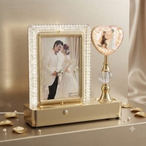 AR3478 ( Luxury LED Photo Frame with Heart-Shaped Couple Lamp & Golden Decorative Base )PCS/CTN.24