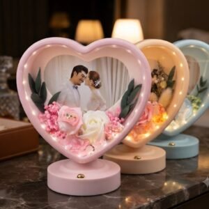 AR847  ( Heart-Shaped LED Photo Frame with Artificial Flowers ) PCSCTN-24