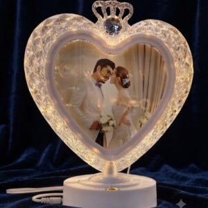 AR9396 ( Royal Crystal Heart LED Personalized Photo Frame with Crown Design )PCS/CTN.48