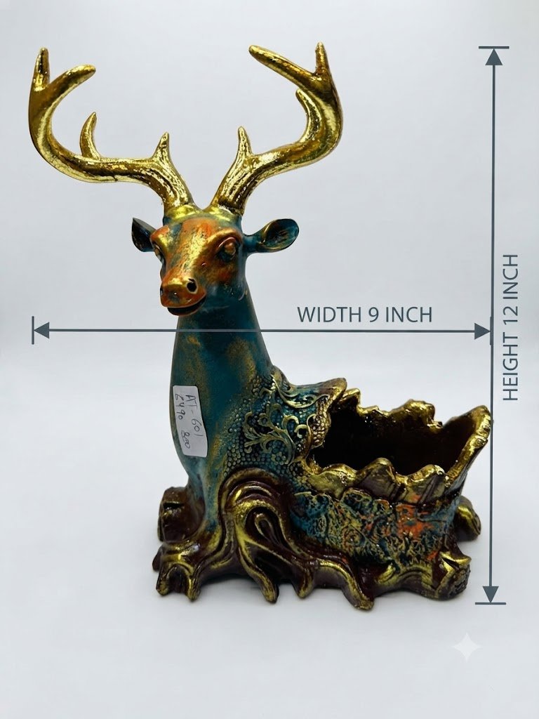 AT.601 ( Antique Deer Pen Stand with Decorative Leaf Base ) - Image 2