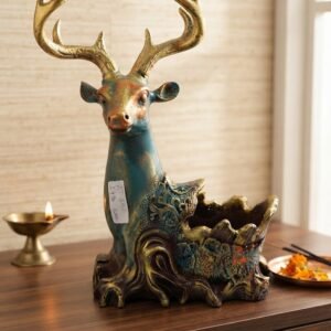 AT.601 ( Antique Deer Pen Stand with Decorative Leaf Base )