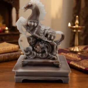 AYG-12 Brown jet  ( Elegant White & Brown Horse Warrior Statue )