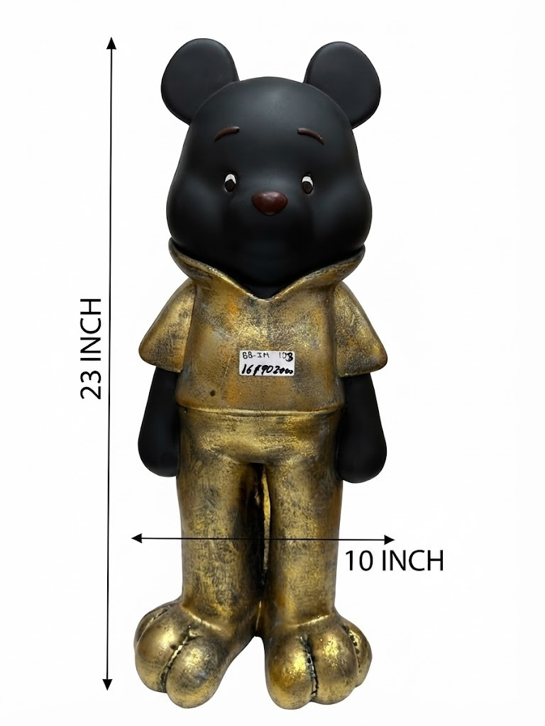 BB-IM 133 ( Golden Black Bear Decorative Figurine โ 23-Inch Designer Bear Statue ) - Image 2