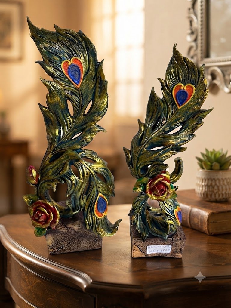 BB.IM.108 ( Peacock Feather & Rose Decorative Sculptures )