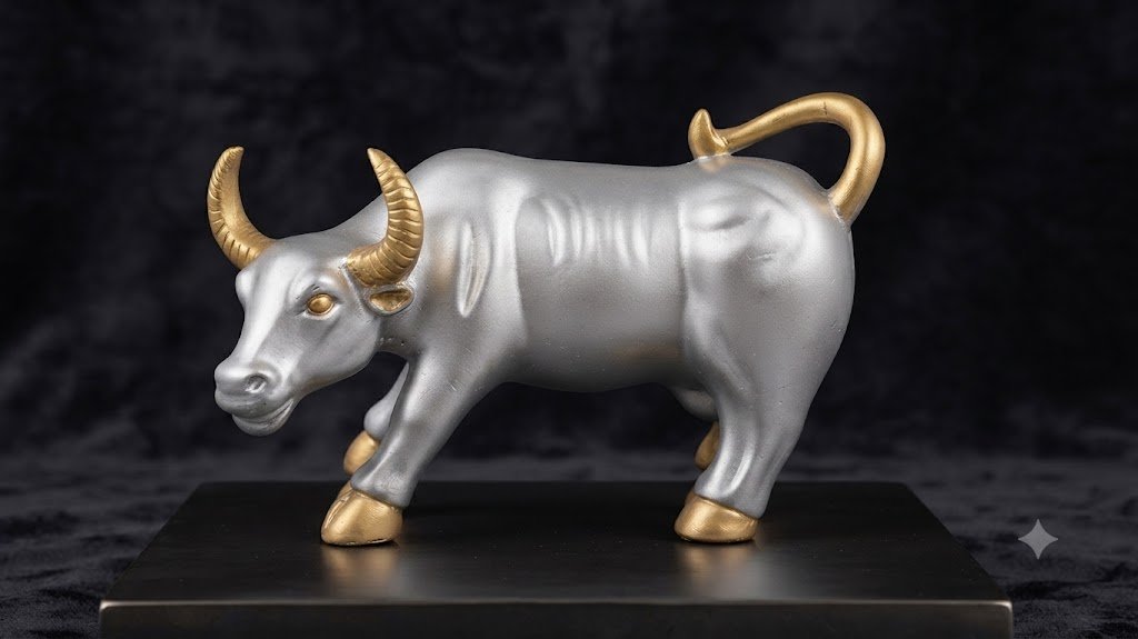 Bull ( Silver & Gold Bull Decorative Figurine )