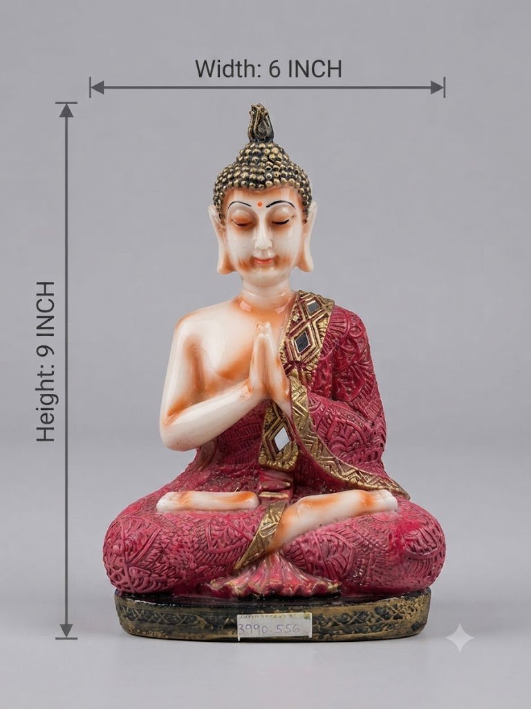CAlove 910(m) ( Ornate Seated Buddha Statue in Magenta Robes with Jeweled Sash ) - Image 2
