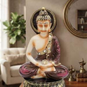 Colour 033 ( Meditating Buddha Statue with Burgundy Robe and Ornate Halo )
