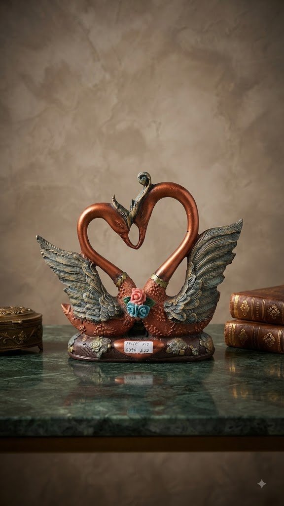 Copper 115 ( Elegant Copper Swan Couple Love Showpiece )