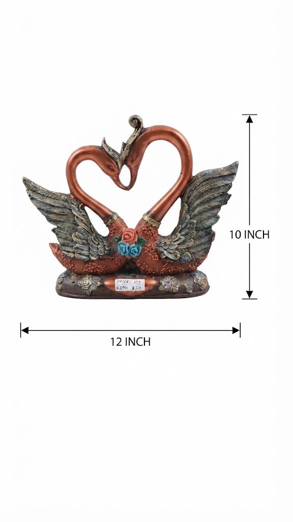 Copper 115 ( Elegant Copper Swan Couple Love Showpiece ) - Image 2