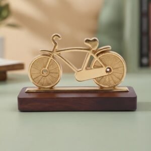 Cycle No.16 ( Vintage Golden Bicycle Decorative Sculpture on Wooden Base )