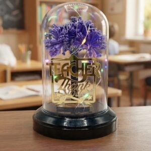 DM set teacher 03 ( Elegant Teacher Thank You Purple Floral LED Glass Dome )