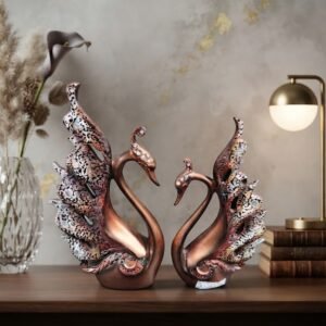 Duck copper 107  ( Elegant Copper Swan Couple Decorative Showpiece )