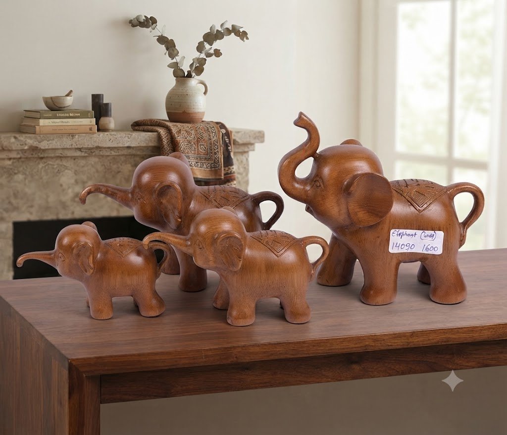 Elephant 1,4 ( Handcrafted Wooden Elephant Family Set )