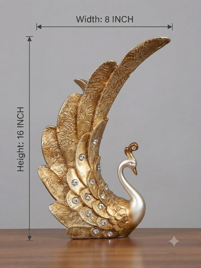 GHS 361 ( Elegant Golden Peacock Sculpture ) - Image 2