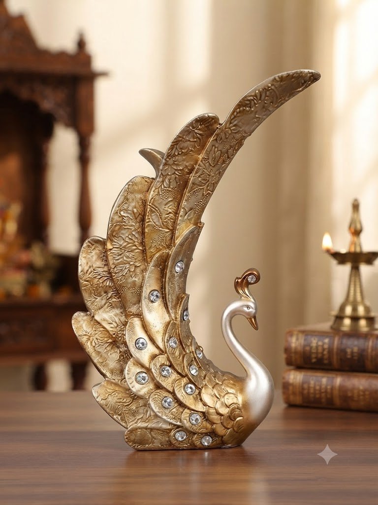 GHS 361 ( Elegant Golden Peacock Sculpture )