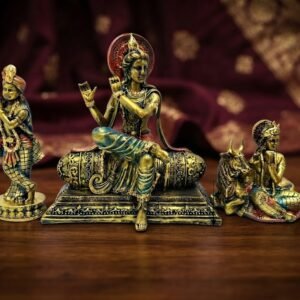 Krishna 1,3 ( Flute-Playing Krishna with Cow & Companion Figures )