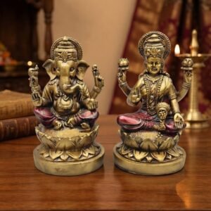 LG.02 ( Antique Golden Ganesha & Lakshmi Idol Set )