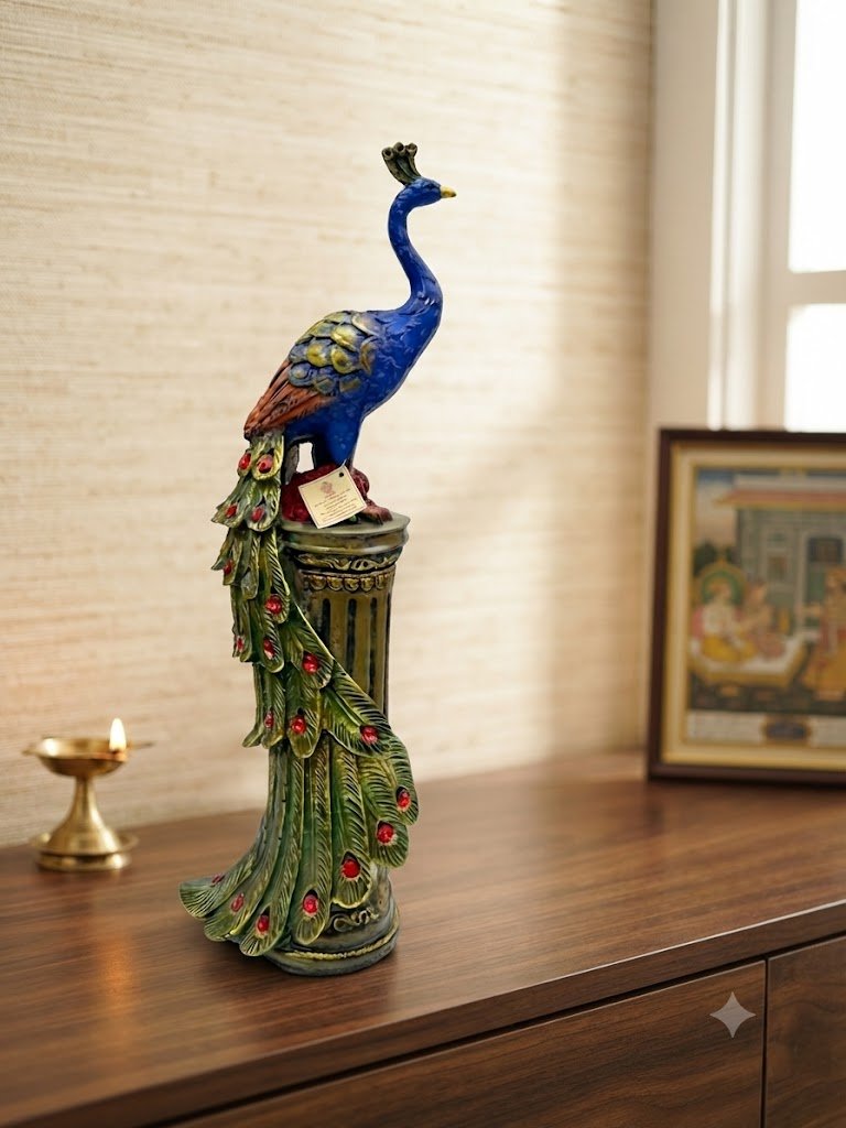 Mor ( Royal Blue Peacock Decorative Showpiece )