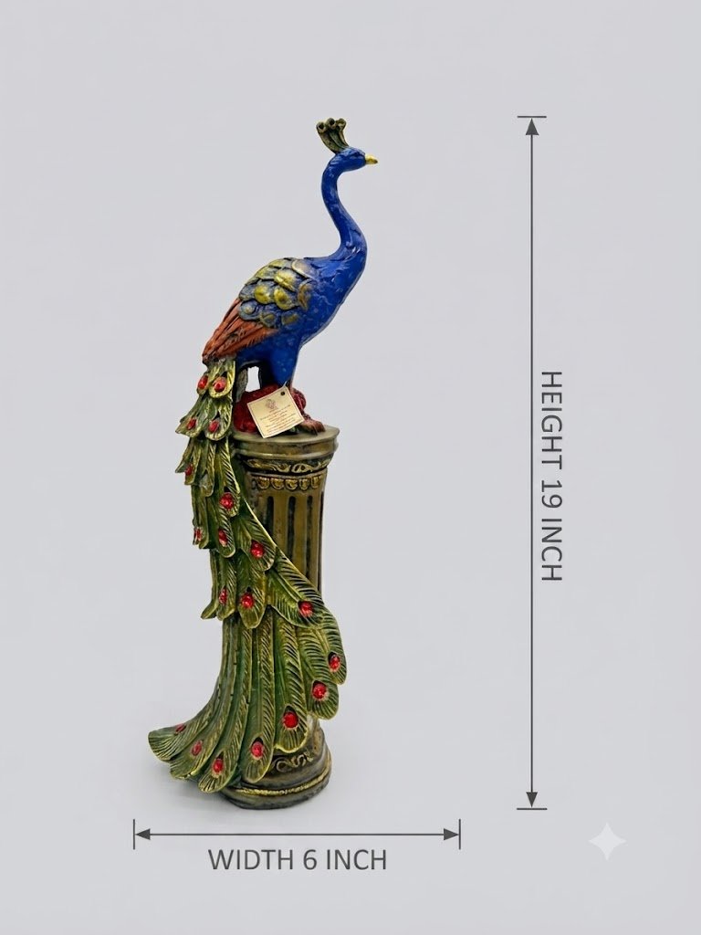 Mor ( Royal Blue Peacock Decorative Showpiece ) - Image 2
