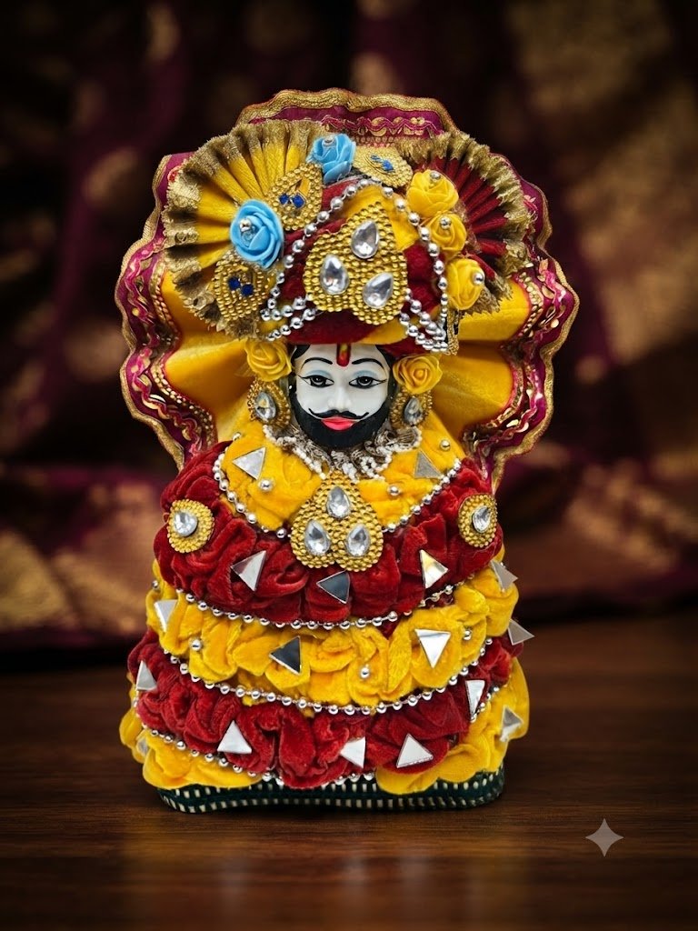 NO.01 khatu ( Traditional Yellow & Red Floral Decorative Pooja Showpiece )