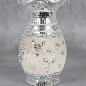 Handcrafted Silver Mirror Mosaic Decorative Vase