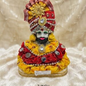 No.08 Khatusayam ( Royal Khatu Shyam Ji Idol – 7 Inch Red & Yellow Floral Designer Pooja Showpiece )
