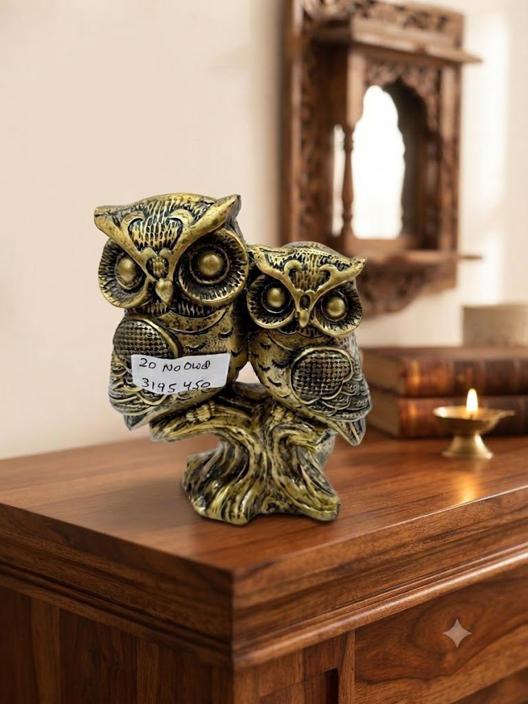 No.20 OWL ( Elegant Antique Finish Double Owl Tree Showpiece )