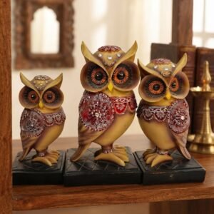 No.30 OWL 1, 3  ( Royal Antique Golden Owl Trio Decorative Showpiece Set )