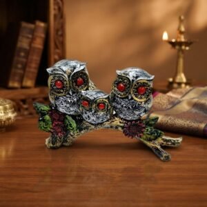 No.5 OWL ( Elegant Family of Four Owls on Branch )