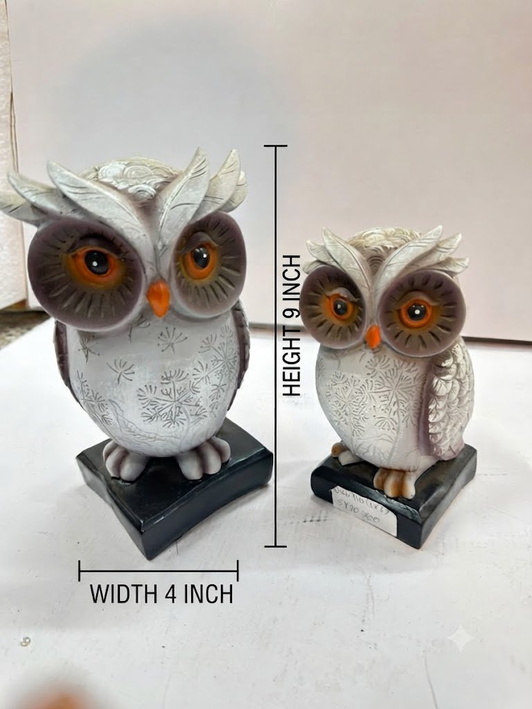 OWL110 1,2 ( Elegant White Owl Pair Decorative Showpiece Set ) - Image 2