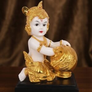 PJ.5917  (  Divine Bal Gopal Krishna with Golden Matki Decorative Idol )