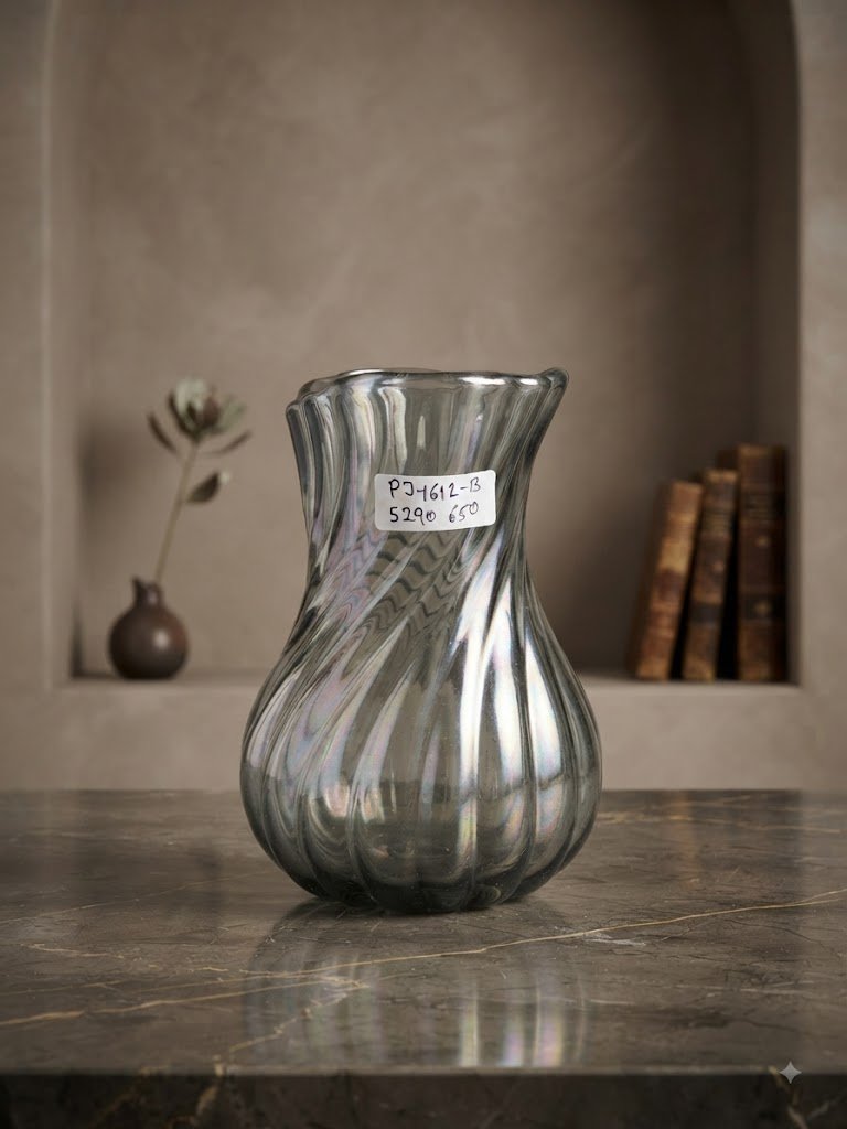 PJ1612-B ( Silver Ripple Sculptural Vase )