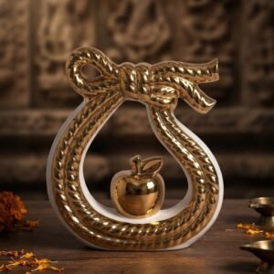PJ4674  ( Elegant Golden Bow with Apple Decorative Showpiece )