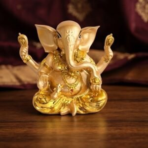 PJ5913 ( Divine Golden Lord Ganesha Decorative Idol )