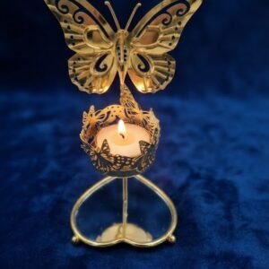 PJ664 ( Elegant Golden Butterfly Tealight Candle Holder )