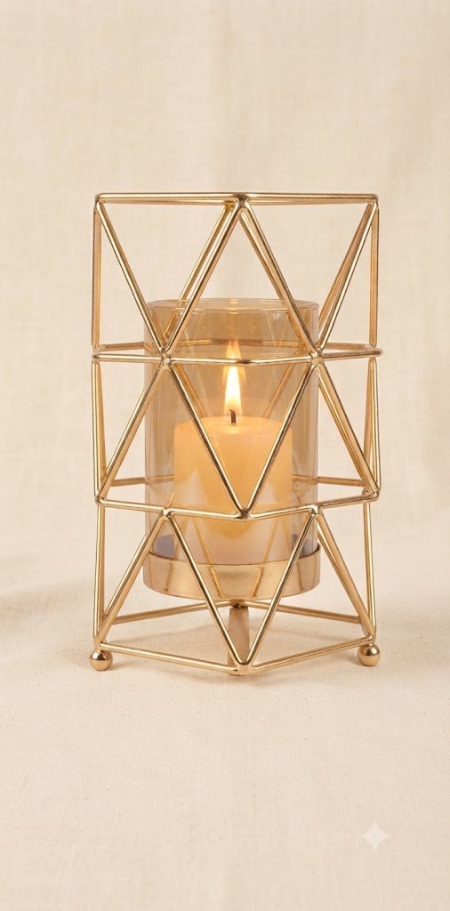 PJ795 ( Modern Gold Geometric Tealight Candle Holder )