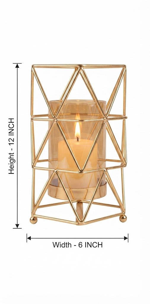 PJ795 ( Modern Gold Geometric Tealight Candle Holder ) - Image 2