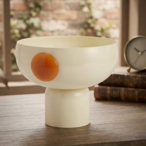 PM0007  ( Ivory Pedestal Bowl with Amber Accent )