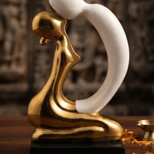 Modern Abstract Golden & White Couple Embrace Decorative Showpiece