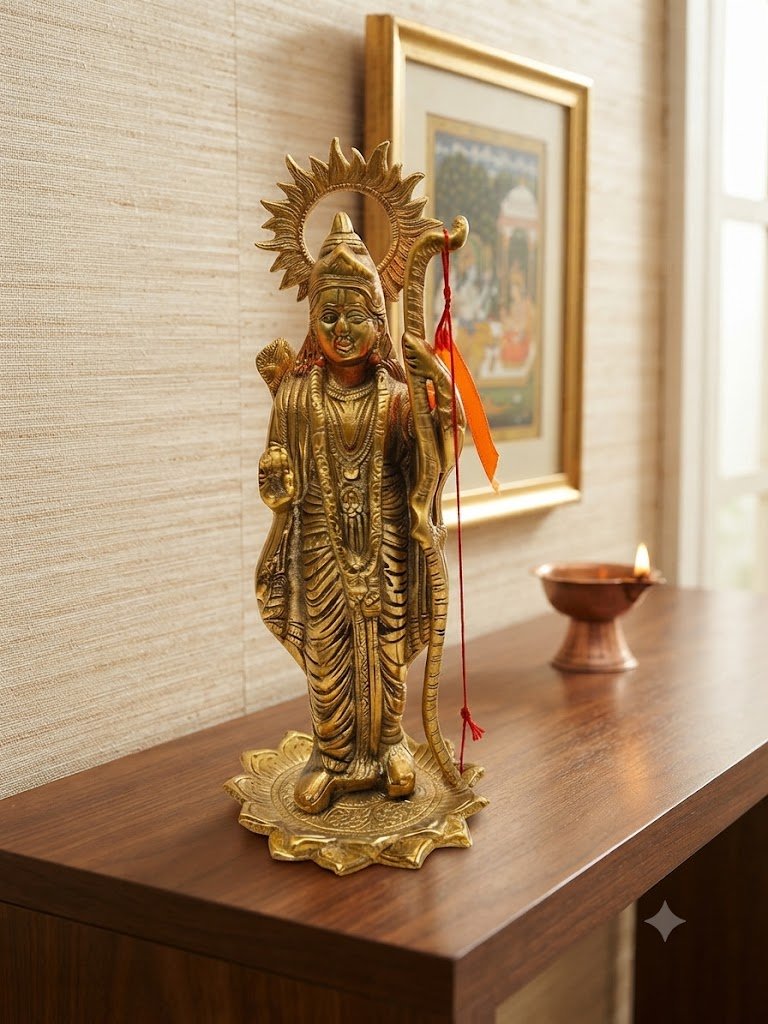 Ram ( Divine Lord Rama Antique Gold Finish Decorative Idol with Bow )