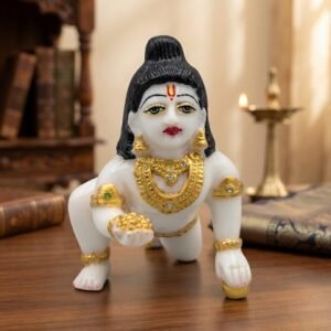 S LADDU GOPA ( Divine Laddu Gopal Bal Krishna Idol with Golden Ornaments )