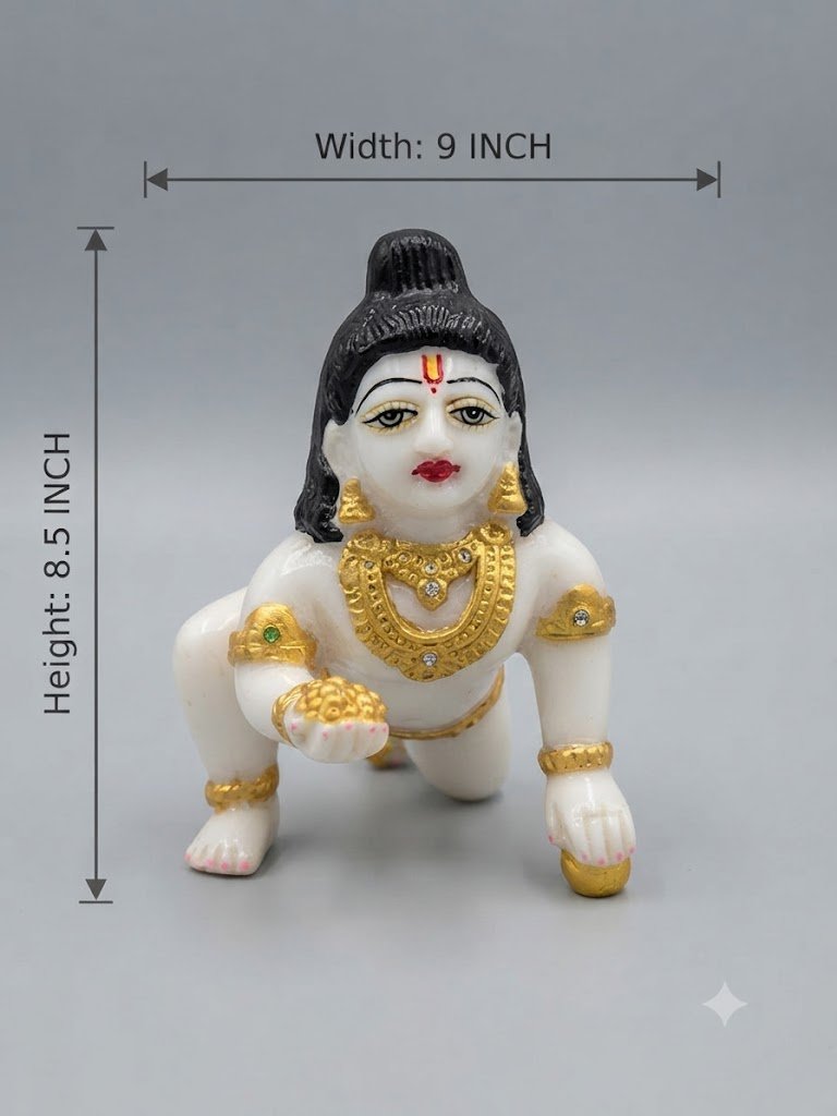 S LADDU GOPA ( Divine Laddu Gopal Bal Krishna Idol with Golden Ornaments ) - Image 2