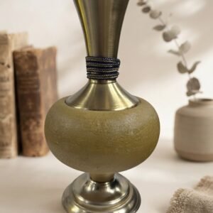 SA.1031 ( Elegant Antique Gold Metal & Textured Olive Decorative Vase )
